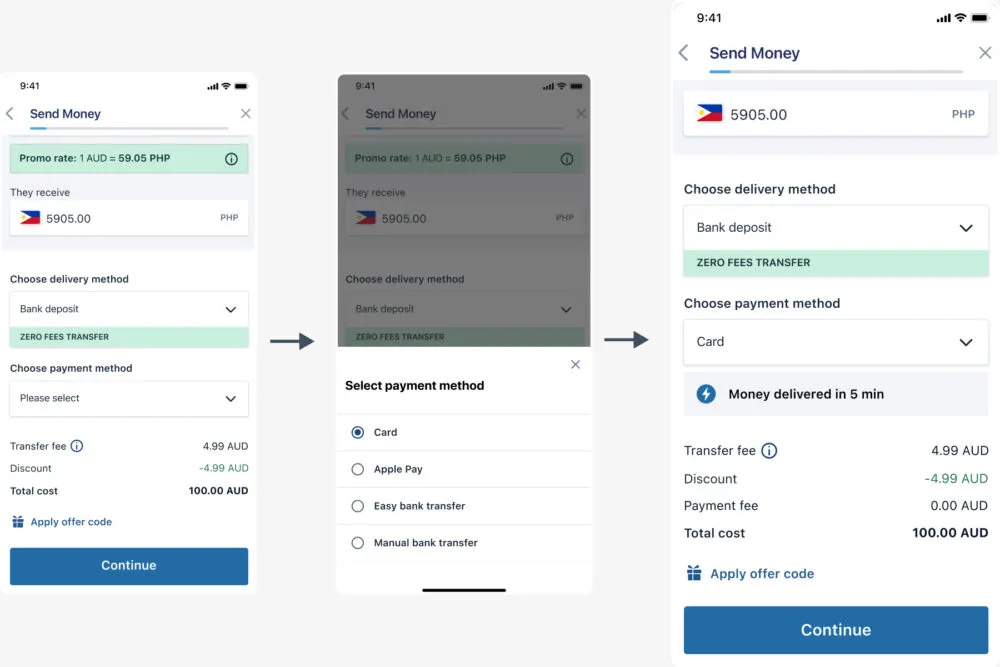 Communicating payment and disbursement speed without added complexity