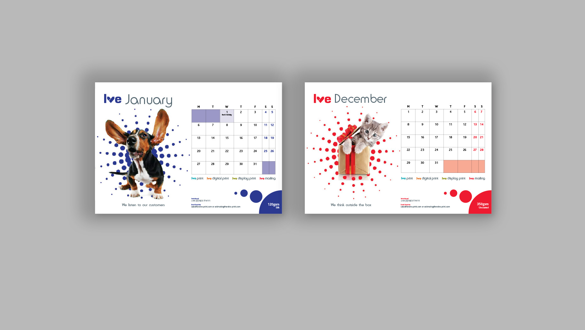 Evolve Print calendar design