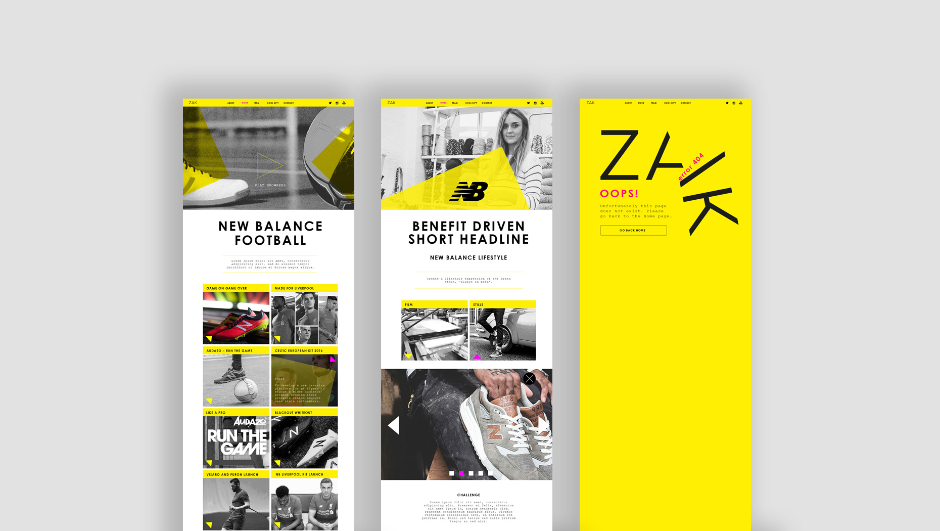 ZAK email and website concepts
